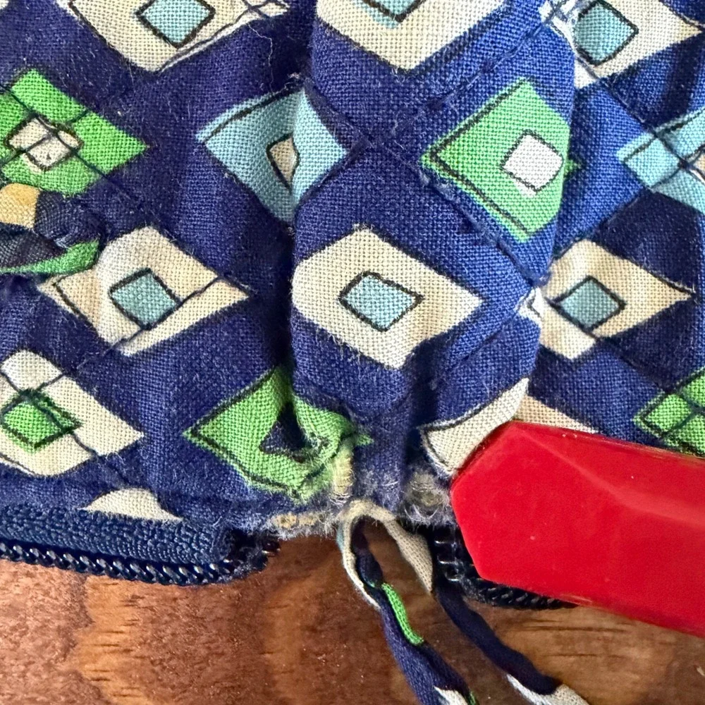 Vera Bradley Lilli Bell Quilted Zip Around Wristlet Wallet Blue Green Diamond